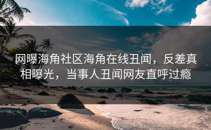 网曝海角社区海角在线丑闻，反差真相曝光，当事人丑闻网友直呼过瘾